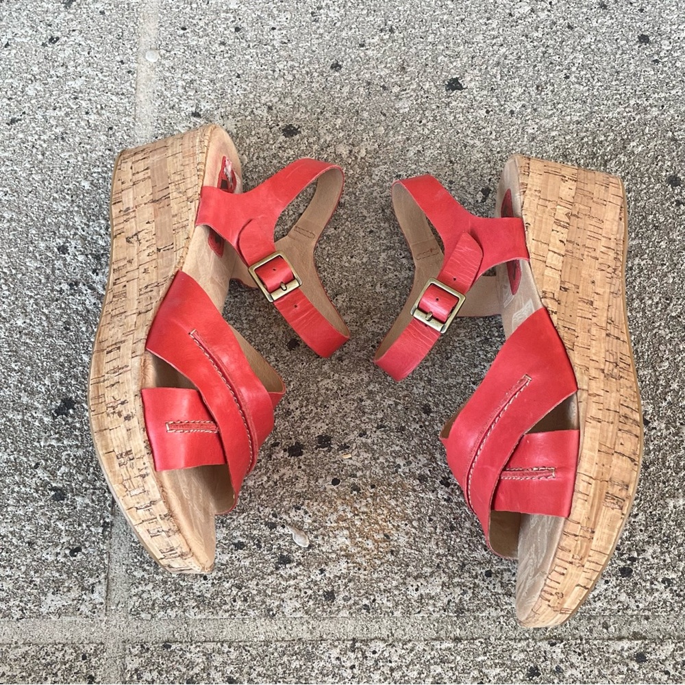 KORK-EASE Brenda Rose Open-Toe Kirk Wedged Sandals Open Toe Sz 8 READ - Picture 7 of 15